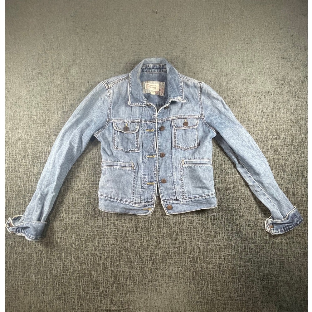 Abercrombie & Fitch Womens Light Wash Blue Denim Trucker Jacket Size S